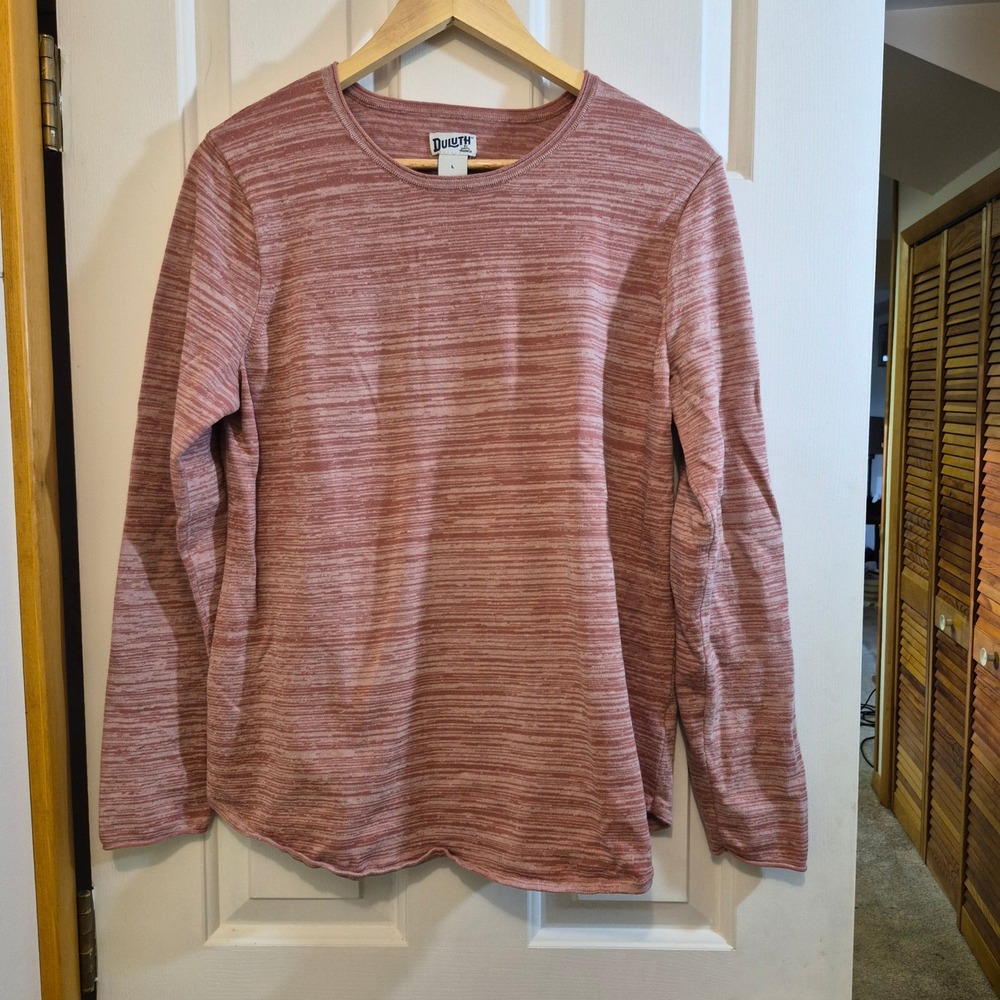 Duluth Trading Co Womens Long Sleeve Space Dye Crew Neck Tee Rose Pink Size L